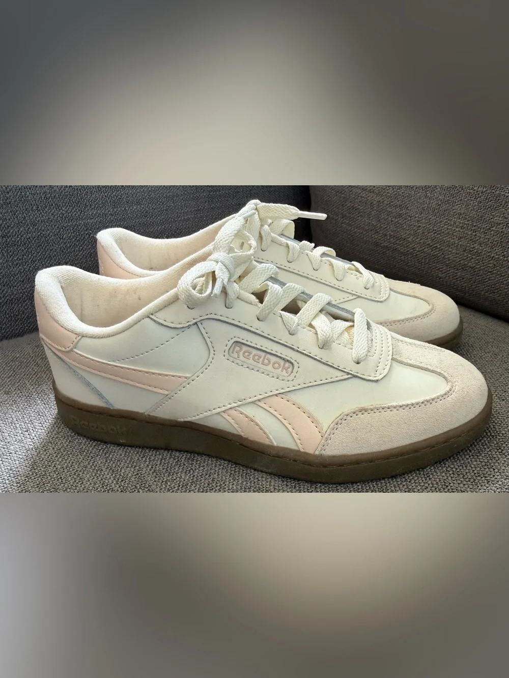 Reebok Forte Lounger Women's cream and light pink colorway sneaker